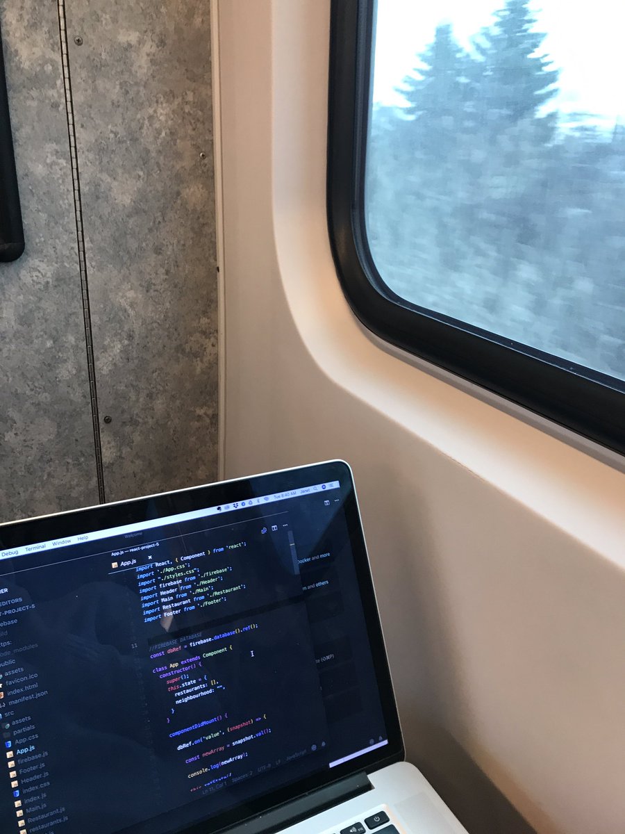 JSzeBird's tweet photo. Something about working on a train in the mornings makes me relaxed and focused #devlife https://t.co/P4LncVJEQb