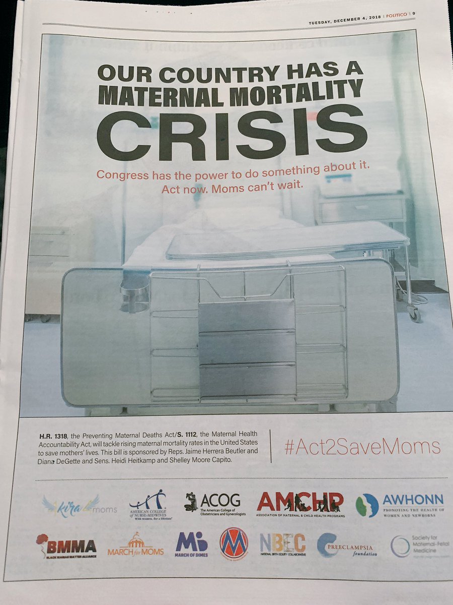 KtMcH's tweet photo. Thanks to @politico for the full page space highlighting the need to prevent #MaternalMortality. We can #Act2SaveMoms now! 

#ObGs2SaveMoms @ACOGAction https://t.co/gmdpVV9csM