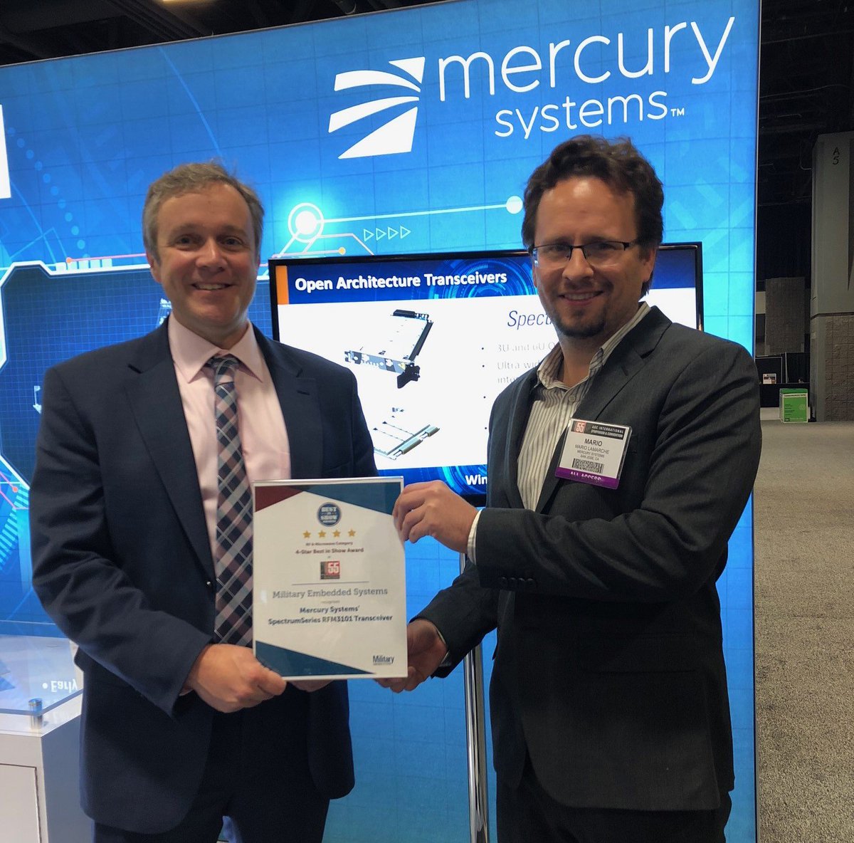 MRCY's tweet photo. We're honored to be selected for a Best in Show Award by @military_cots at the 55th Annual @AOCrows Symposium for our SpectrumSeries RFM3101 transceiver! https://t.co/2DzagwHjWl #Crows2018 https://t.co/R9YiTNLlc1