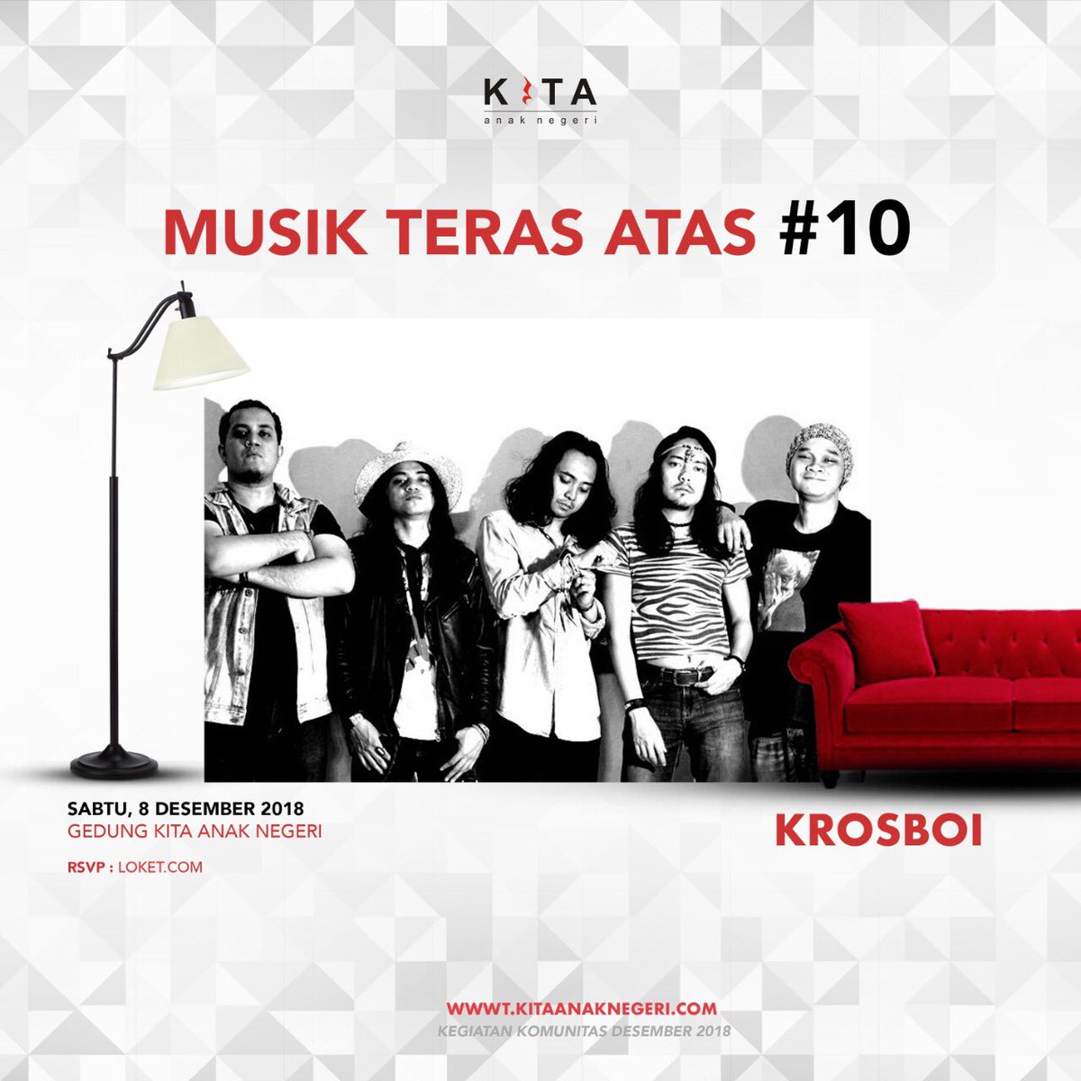 SABTU, 8 Desember 2018 #depok  di <a href="/kitaanaknegeri/">KITA anak negeri</a> yuk mampir! Tiket RSVP 15K di: loket.com/event/musik-te… <a href="/KrosserDepok/">KroserDepok</a>