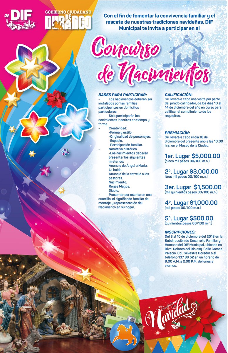 anabeatrizglez1's tweet photo. ¡Buenos días! 
¿Ya pusiste el nacimiento en tu casa? 
No lo pienses más e inscríbelo al concurso organizado por el @DIFMunicipalDgo. 
Se premiarán a los 5 primeros lugares. 

#DurangoTeQuiero con Tradiciones https://t.co/PqVHzMSm2j