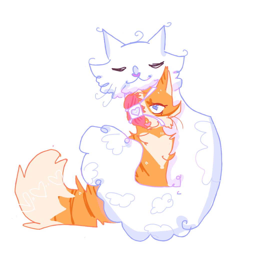 SWITCHBLDESAINT's tweet image. ☁️💕sweethearts! #cloudtail #brightheart #wc #warriorcats 💕☁️