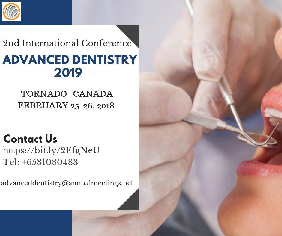 Interna05921806's tweet photo. Be a part of Advanced Dentistry 2019 at Toronto, Canada during Feb 25-26, 2019.Interact with the speakers and learn more from them.
For more regarding conference please go through the website:- 
https://t.co/UF1CIgmPUZ #Toronto_Conference#Feb 25_26 2019 https://t.co/dG3fTLBT4K