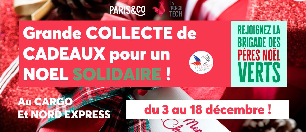 Paris_and_Co's tweet photo. 🎅 @Paris_and_Co et ses #startups se mobilisent avec @LaFrenchTech et @SecoursPop pour un #Noel #Solidaire !
🗓️Du 3 au 18/12 retrouvez nos grandes hottes à remplir de #cadeaux à @leCargoParis et #NordExpress 🎁
▶️Rejoignez la Brigade #Lespèresnoelverts! > https://t.co/MBRXSwKzSG https://t.co/N6gT5DRki1
