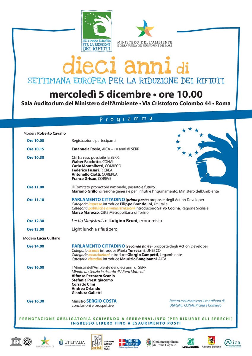 menorifiuti's tweet image. Domani è il grande giorno, celebriamo dieci anni di #SERR al @minambienteIT 🌍 Si terrà il parlamento cittadino con le proposte degli action developer e sarà presente anche  @SergioCosta_min  #timetodetox @emanuelarosio @errecavallo @UTILITALIA @RicreaAcciaio @comieco @conai