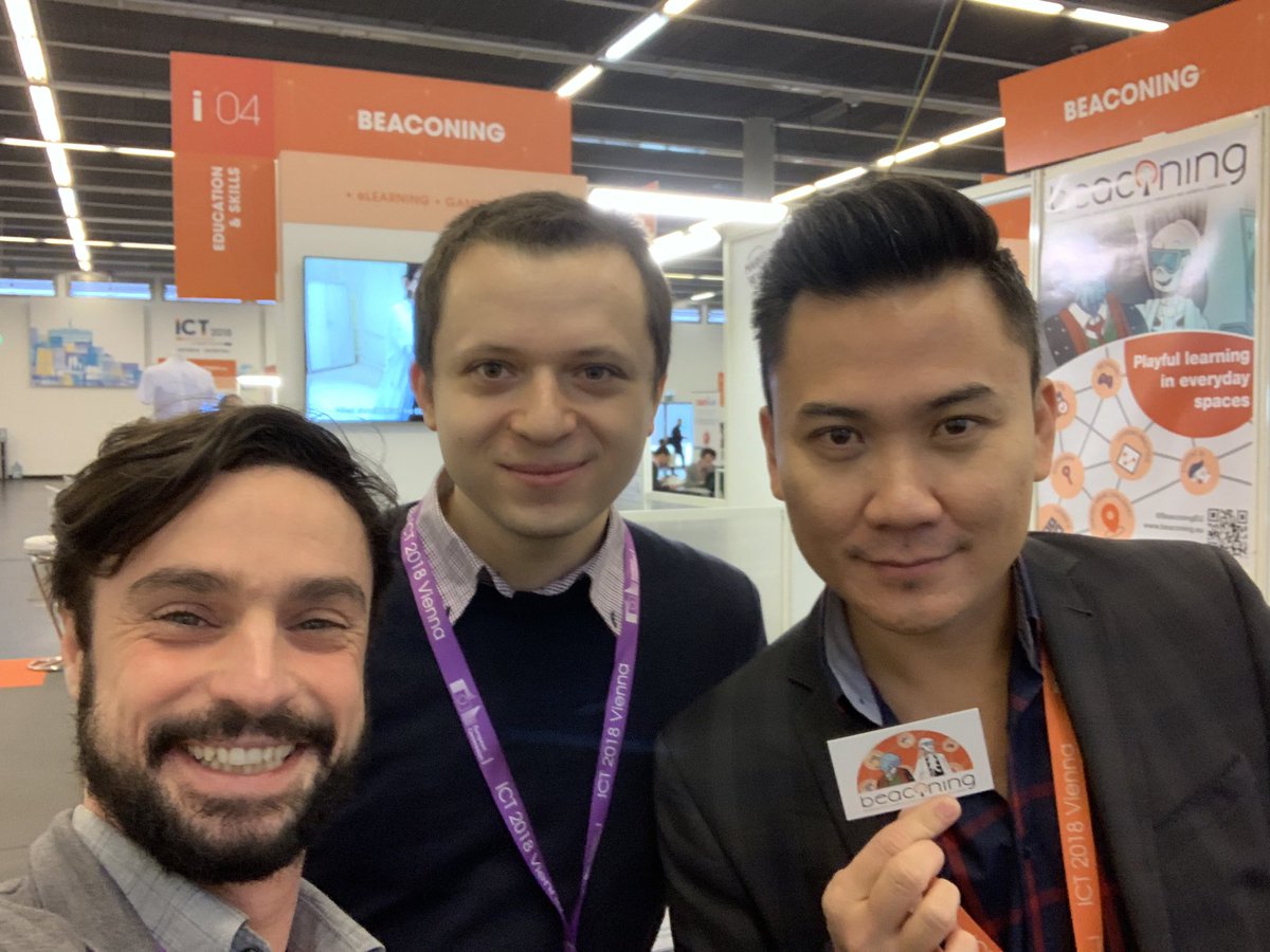 GeomotionGames's tweet photo. Great to meet you again @BeaconingEU partners at #ICT2018 #Vienna. Let’s disrupt #education #digitalskills with #games #Gamification #pervasivelearning joining forces with @PlayVisit. https://t.co/QMR1XCSrfJ