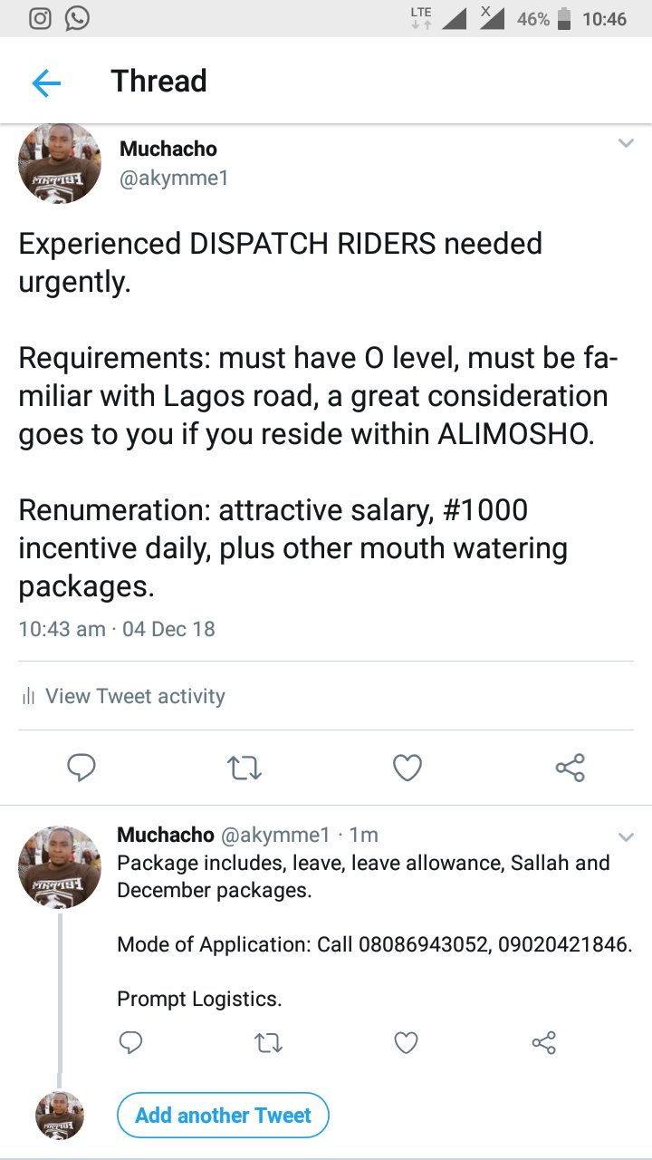 Muchacho on Twitter: "@Gidi_Traffic @followlastma @EmployMeNg  @AirtelNigeria @ngcareers @NigeriaNewsdesk https://t.co/4j1dXscmod" /  Twitter