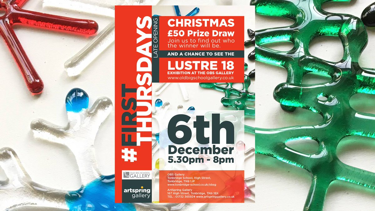 artspringallery's tweet photo. We're very excited about our #FirstThursday late opening this week in collaboration with @OBSGallery #Lustre exhibition. Join us for #fizz #fineart #glass #artinkent #Tonbridge https://t.co/m2g1FAqlPd