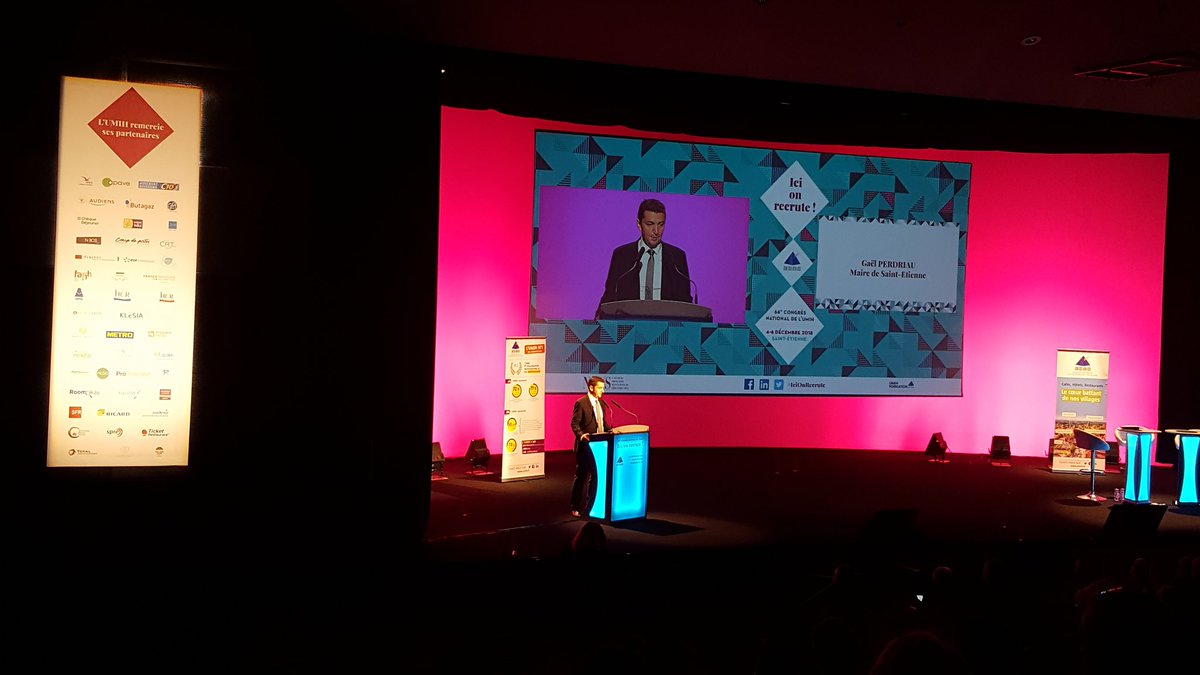 Ouverture du 66ème Congrès de l'umih par Gaël Perdriau et Roland Heguy, Président de l'umih. 500 congressistes représentants  des hôtels, restaurants, bars... pour travailler sur le thème "Ici on recrute" <a href="/PerdriauGael/">Gaël Perdriau</a>