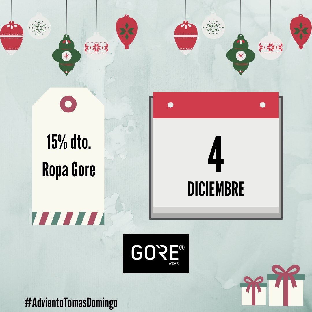 TOMASDOMINGO's tweet photo. Empieza #AdvientoTomasDomingo sólo hoy 15% en ropa Gore 🎉 https://t.co/HESSARn25b