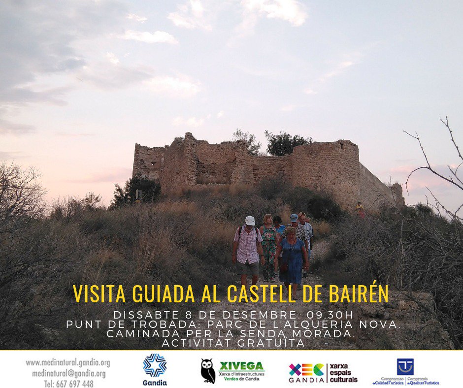 aj_gandia's tweet photo. RUTA: Passejada per la Senda morada i visita guiada al Castell de Bairén 🏰🚶‍♂️🚶‍♀️

👉📅Dissabte, 8 de desembre, 09.30 h, Parc de l'Alqueria Nova. Activitat gratuïta. 

Xarxa d'Infraestructures Verdes de Gandia, #XIVEGA

#SendesUrbanesGandia
#AnellaVerda #TotsElsColorsdelVerd https://t.co/kKEvFtn242