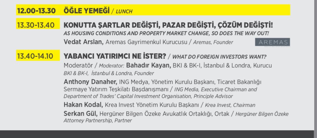 RE360 Gayrimenkulün Büyük buluşması başladı. Birazdan 13:40’da “yabancı yatırımcı ne ister”i konuşacağız. Bekleriz.