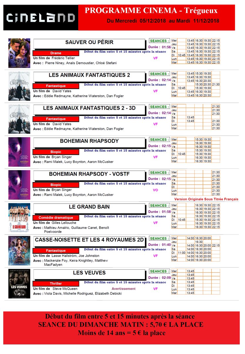 CINELAND22's tweet photo. Prog du 5 au 10 décembre https://t.co/OwgWSSouWN