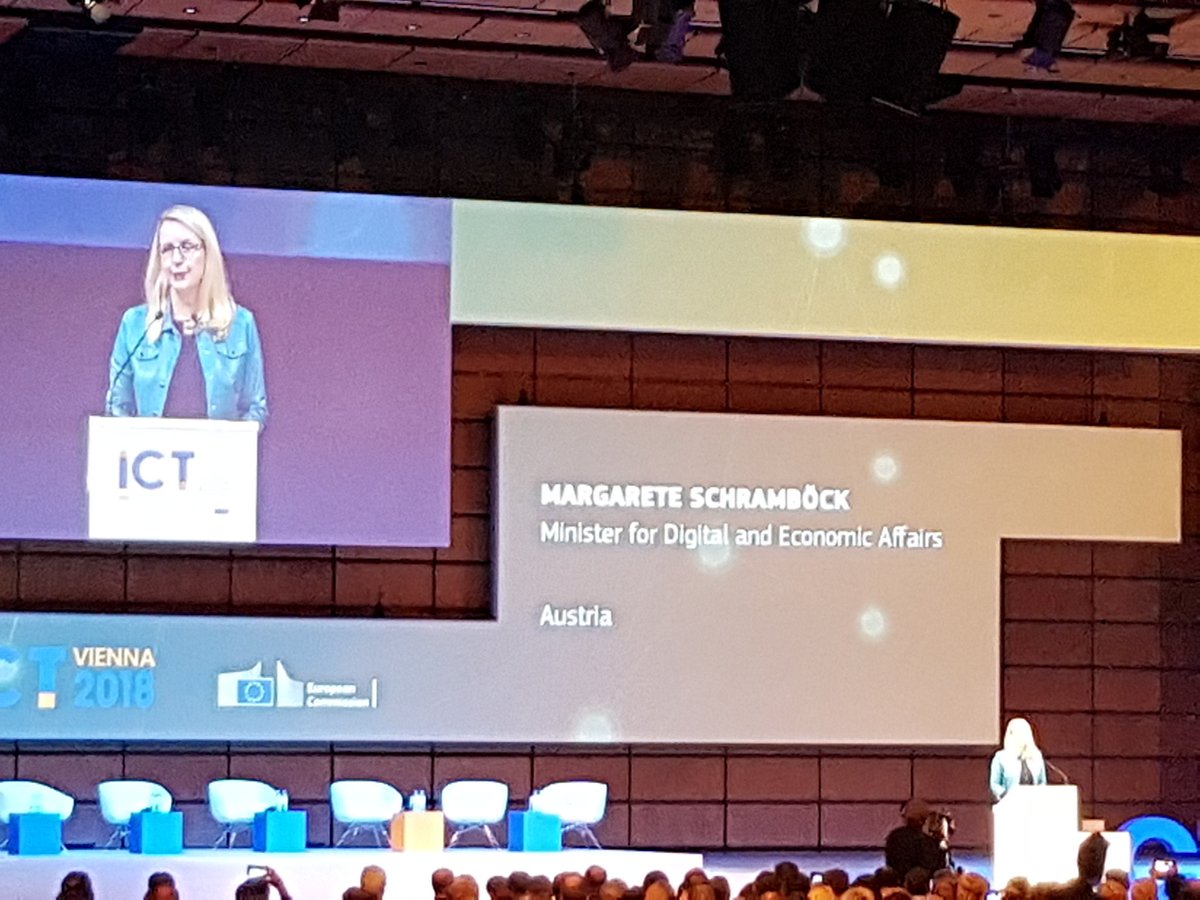 HChaouchi's tweet photo. #ICT2018  an important event ongoing in Vienna. EUROPE is stressing the fact that building the right digital skills as a key of the European Digital transformation..
 The Austrian Minister of Digital economy Affairs said invest in Education is the key. https://t.co/z5AzhkvK66