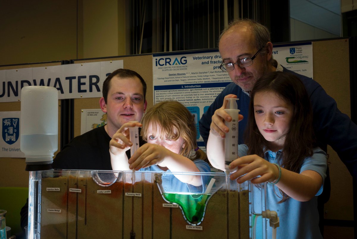 CoxonCatherine's tweet photo. Flashback to #scienceweek2018! Just received this great photo of @Mooney5Damien demonstrating groundwater flow and pollution at the @iCRAGcentre @tcddublin @teagasc stand at Teagasc Ashtown last month. Thanks again to @GsiGroundwater for the loan of the model!
@TCDOnTheRocks https://t.co/XdI3iR8R1z