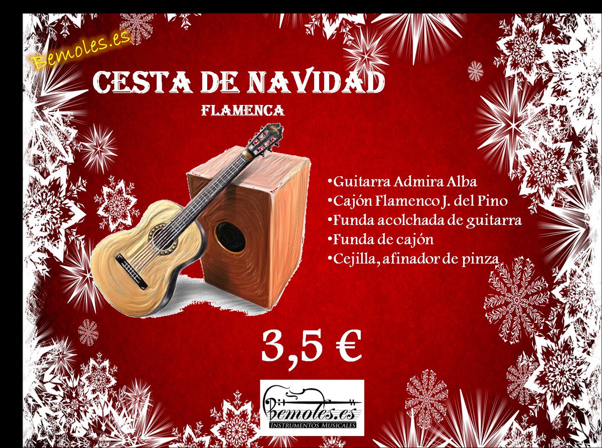 Cestas de Navidad cargadas de instrumentos !!!!!! Guitarras, Cajones, Ukeleles, Cornetas, etc pueden ser tuyas por 3€ entre en el siguiente enlace y coge tu numero. bemoles.es/index.php?id_c…