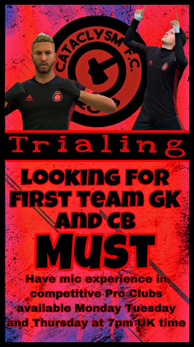 Dirty30c's tweet photo. Cataclysm FC we’re 4th in League 2 North looking for first team CB and GK message me if your interested or comment
@OfficialVPG @CataclysmOrg 
#WhereTheChampionsPlay https://t.co/hnhwQmoHCA