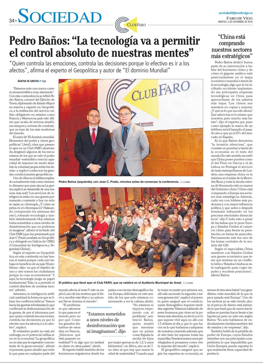 JCPrado_'s tweet photo. Éxito de público y crítica ayer en el @Farodevigo @geoestratego @intelsegglobal https://t.co/CpsNSjK6ua
