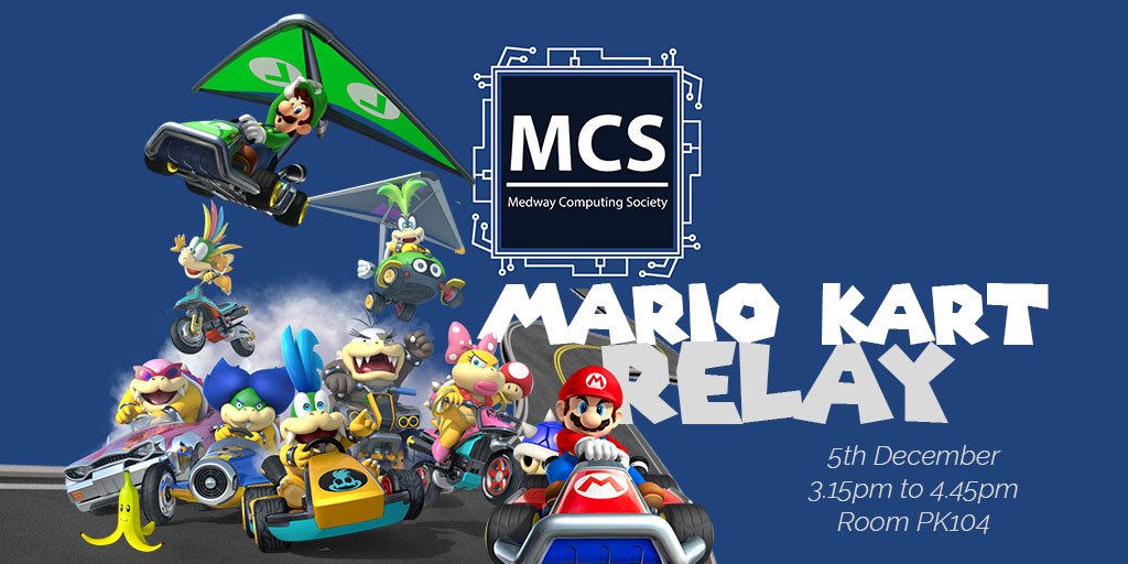 Who's ready for our first gaming event?

We are hosting a Mario Kart Relay on the 5th December in PK104. It will 
be held between 3.15pm to 4.45pm. 

Please bring your friends along and compete against them.