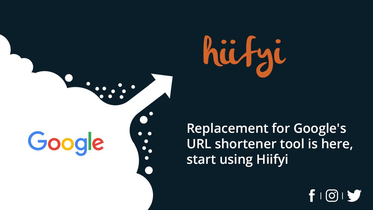 hiifyi's tweet photo. "Google's URL shortener soon to wind out. Get the best replacement for URL shortener - use Hiifyi."
Click here for more details:
https://t.co/uSqMWTRhKK
#URL #ShortURL #ShortURLService https://t.co/MdBlP466gH