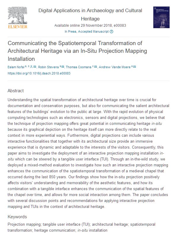 researchxdesign's tweet photo. Communicating the spatiotemporal transformation of architectural #heritage via an in-situ #projectionmapping installation. Find our #newpublication here: https://t.co/XfyqNwj1ui #TUI #AR https://t.co/uzsOY5sfDY