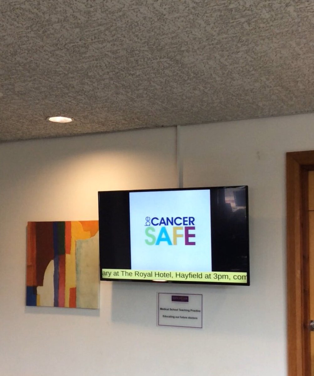 BeCancerSafe_ND's tweet photo. Many thanks to #SettValley Medical Centre staff for pledging to be #cancerchampions and showing our #becancersafe animation in busy waiting rooms in both New Mills and Hayfield. https://t.co/9qwdkoFAev
