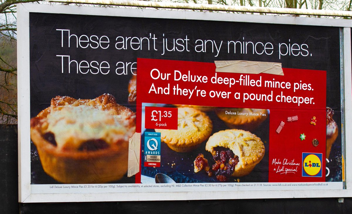 LidlGB's tweet photo. As part of our mission to upgrade the nation’s Christmas, we thought we’d help some of our competitors upgrade their poster ads. 

You’re welcome, @marksandspencer! https://t.co/auW98nmNqO
