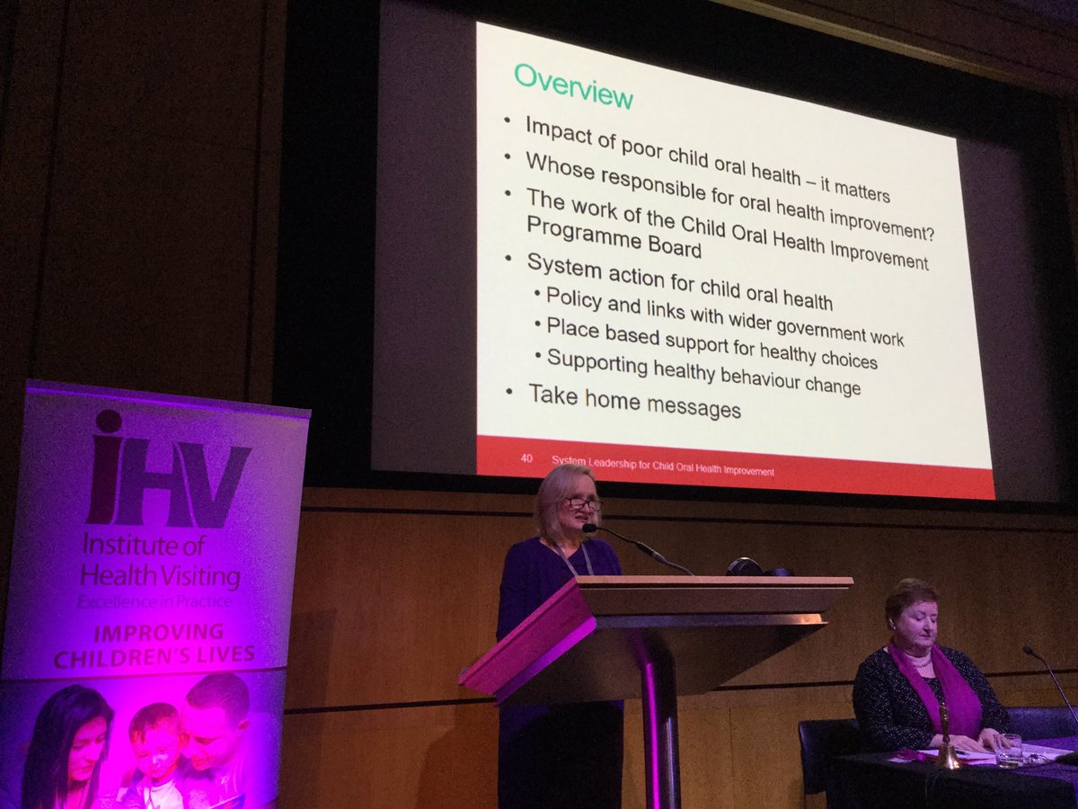 Now for ⁦<a href="/jenny_godson/">Jenny Godson MBE</a>⁩  from ⁦<a href="/cohipb/">COHIPB</a>⁩ on system leadership for child #oralhealth so that every child should grow up free from tooth decay at #iHVLeadership18