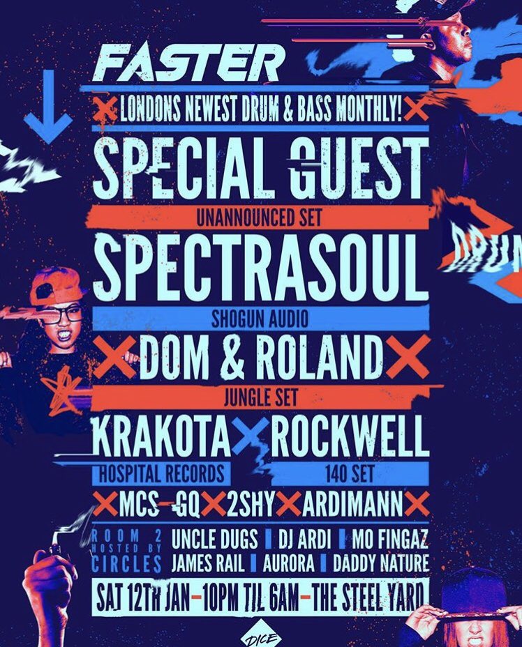fasterdnb's tweet image. Join us on the 12th Jan at @thesteelyardLDN w. @_SpectraSoul_ @domandroland @Krakota @Tom_Rockwell @2SHYMC @UncleDugs @JamesRaildnb @RompaRompaRompa #FasterDnB #DrumandBass 

➡️ bit.ly/Fasterlaunch