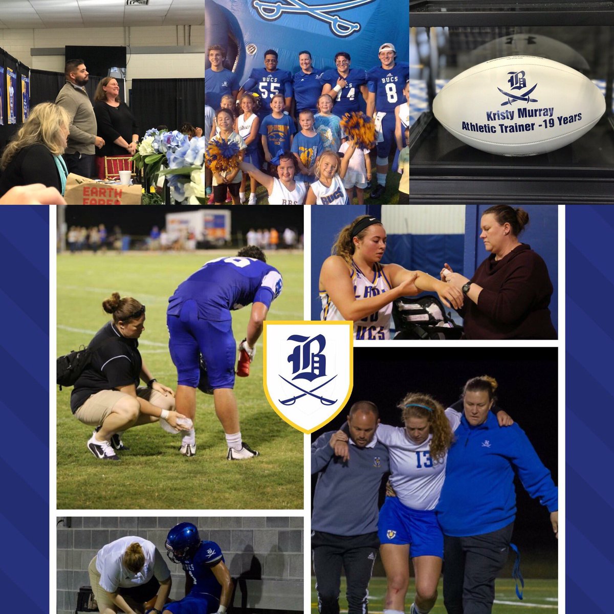 BBSfootball's tweet photo. This past weekend we got a chance to Honor former Athletic Trainer Kristy Murry. Kristy has been major part of the success that Boyd has had over the years. We are truly bless to have been cared for by Mrs. Kristy! Thank you for everything! #allinBUCS https://t.co/PvD4JIAd46