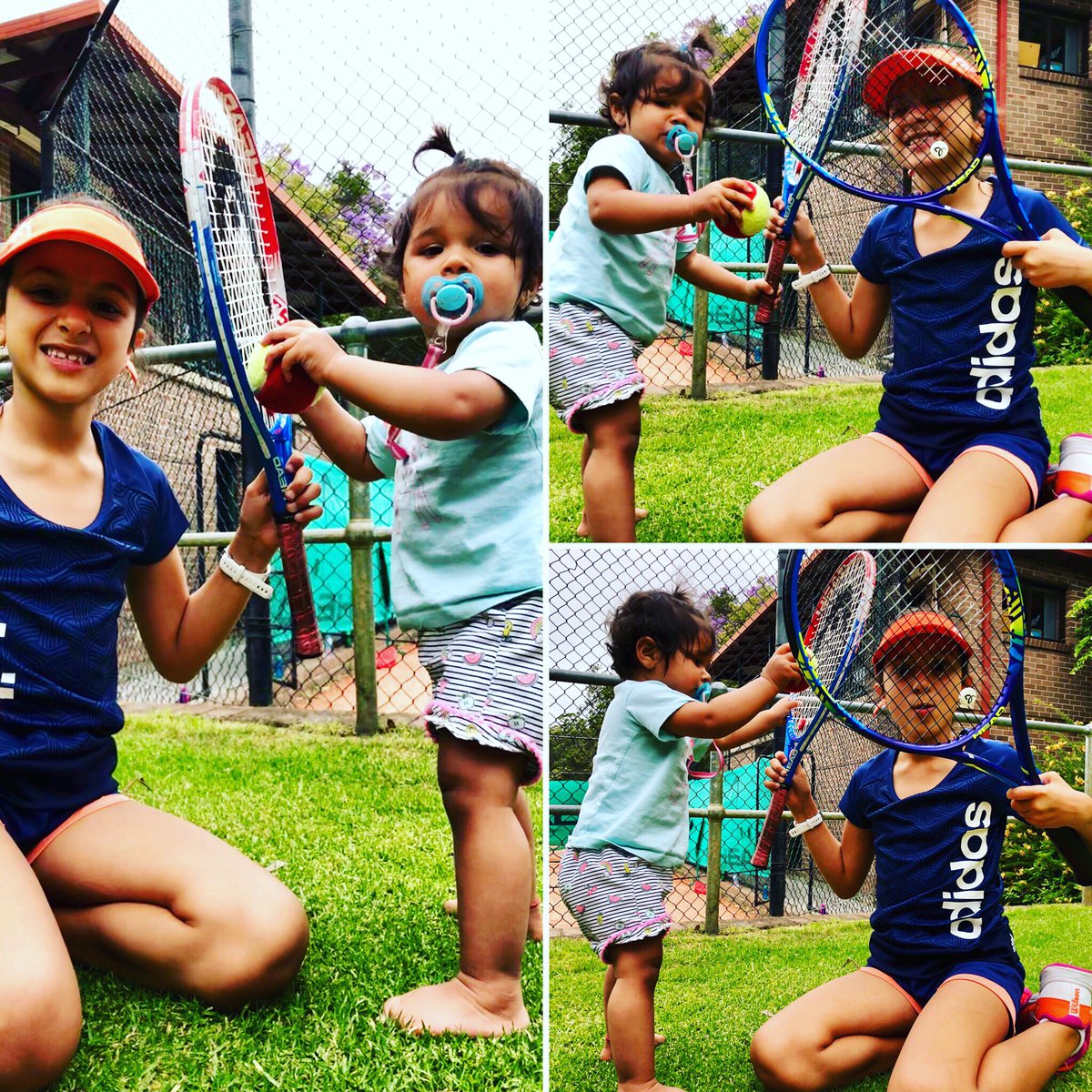 Porque nunca es muy temprano para inculcar el deporte y Miranda se está asegurando su compañera de dobles. #Tennis #futuretennisstar