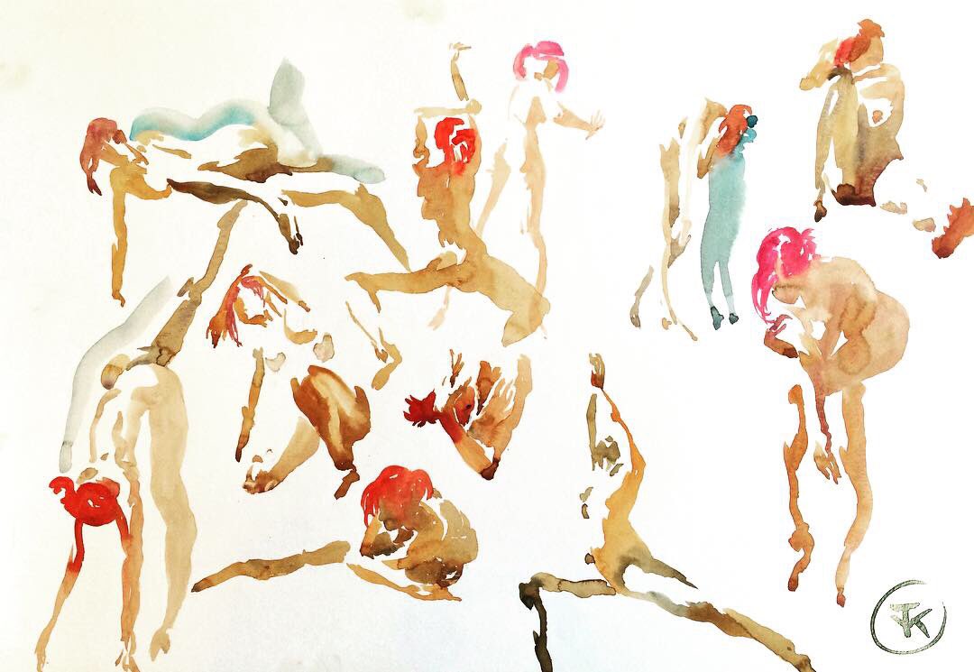 thomyvonkummant's tweet photo. 1 - 3 min poses have a lot of energy and tension. Some studies in watercolor. https://t.co/I2vnWsLflG