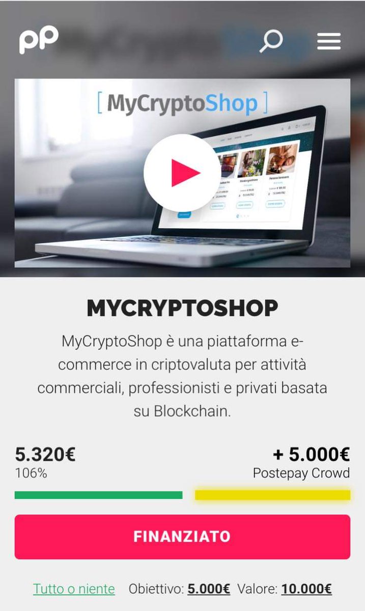 MyCryptoPos's tweet photo. Ce l’abbiamo fatta!!!

Grazie a tutti coloro che hanno creduto e finanziato  il nostro progetto.
MyCryptoShop, la piattaforma e-commerce basata su blockchain, sarà presto realtà.
 🔝🔝🔝

#bitcoin #blockchain #cryptocurrency #digitalpayments #crowdfunding https://t.co/VbZvkmGiLz