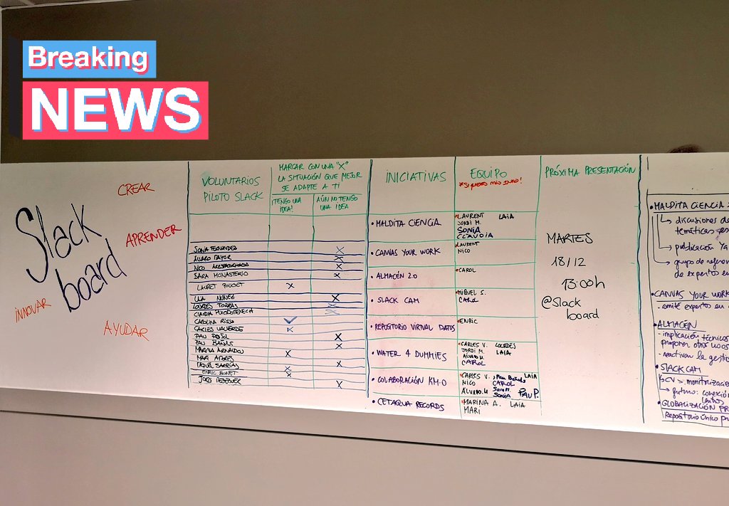 CarlesValverde's tweet photo. Seguimos con el piloto #slack Hoy, presentación de iniciativas! #agile #crear #innovar #ayudar #aprender #slacktime https://t.co/JXduYsn9ni