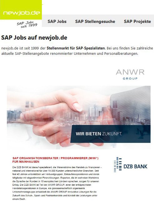 Newjob على تويتر Sap Organisationsberater Programmierer M W