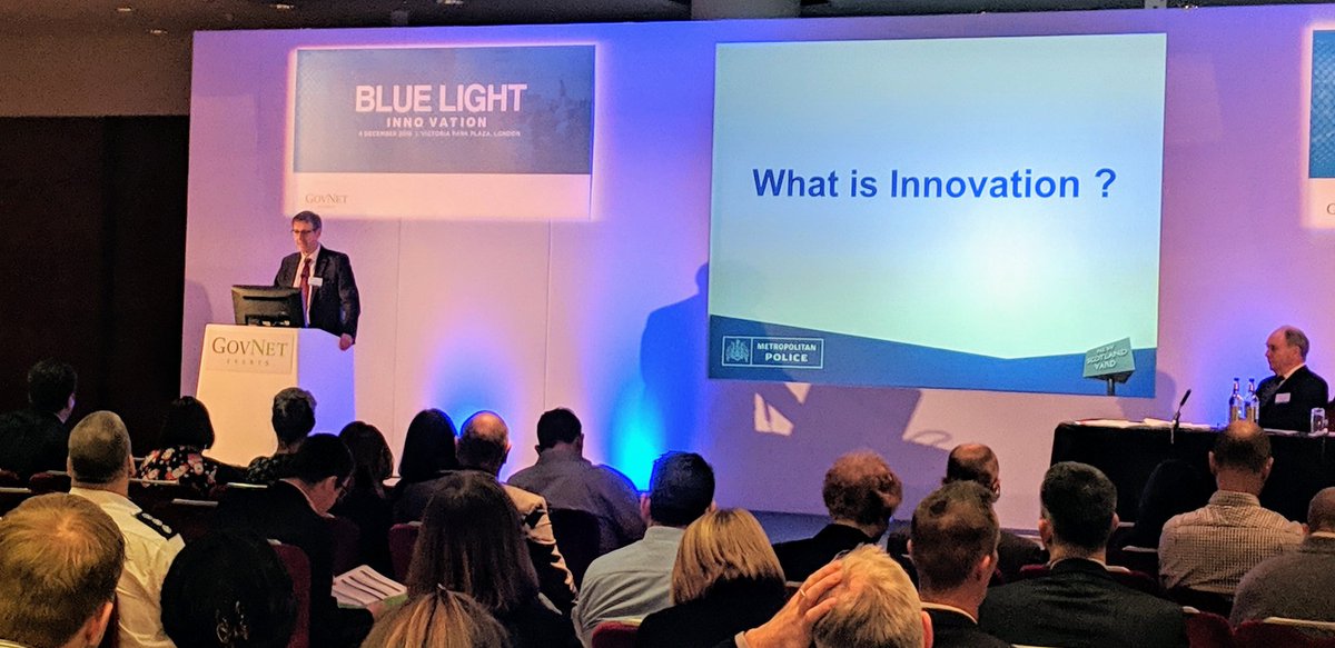 BlueLightInnov's tweet photo. James Ellis, @metpoliceuk shares his insights on how body worn #innovation and #collaboration can improve service delivery. How can this #tech reduce complaints and foster greater trust? #BLI2018 https://t.co/rWj6SIiLlQ