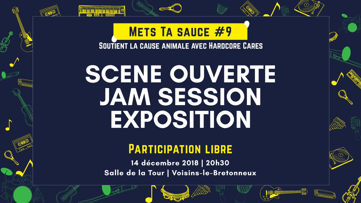 #MetsTaSauce le 14/12/2019
<a href="/HardcoreCaresFR/">Hardcore Cares FR</a> sera là pour vous parlez de leurs actions 
#ParticipationLibre #CauseAnimale