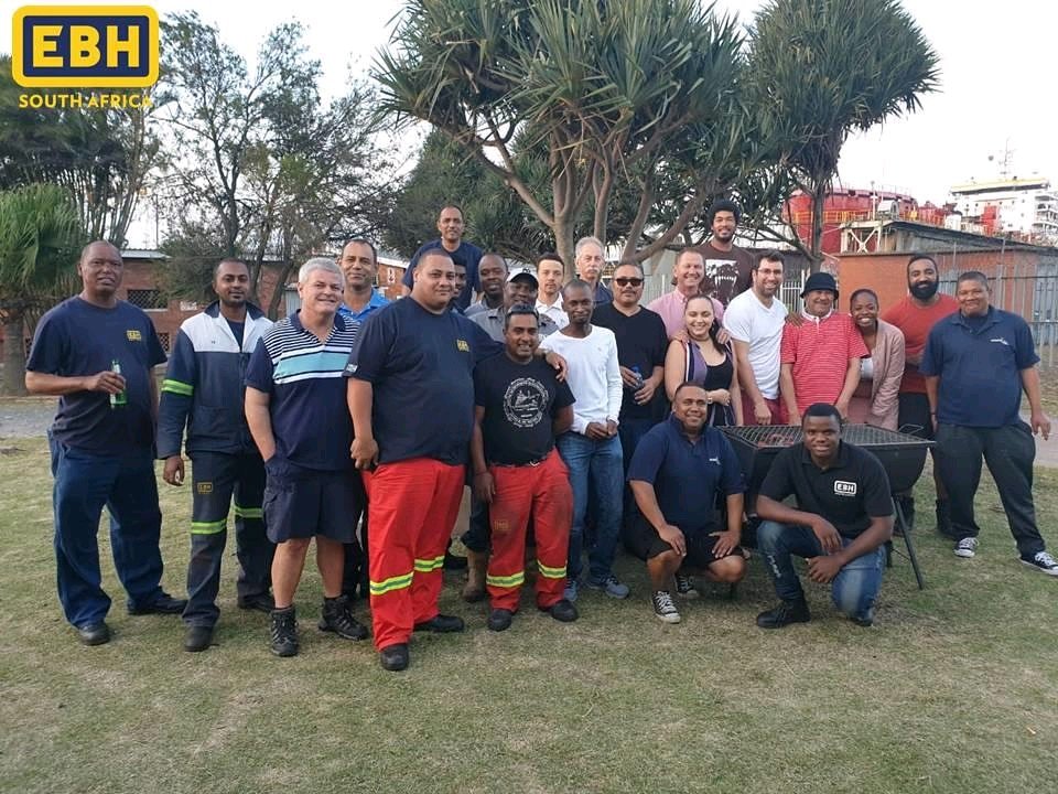 EBHSouthAfrica's tweet photo. EBH-SA with @A_M_S_O_L crew of the SA Amandla celebrating the completion of another successful docking .
#EBHSA
#AMSOL
#Shipping
#maritime
#Shiprepair https://t.co/Ekfsnjad0O