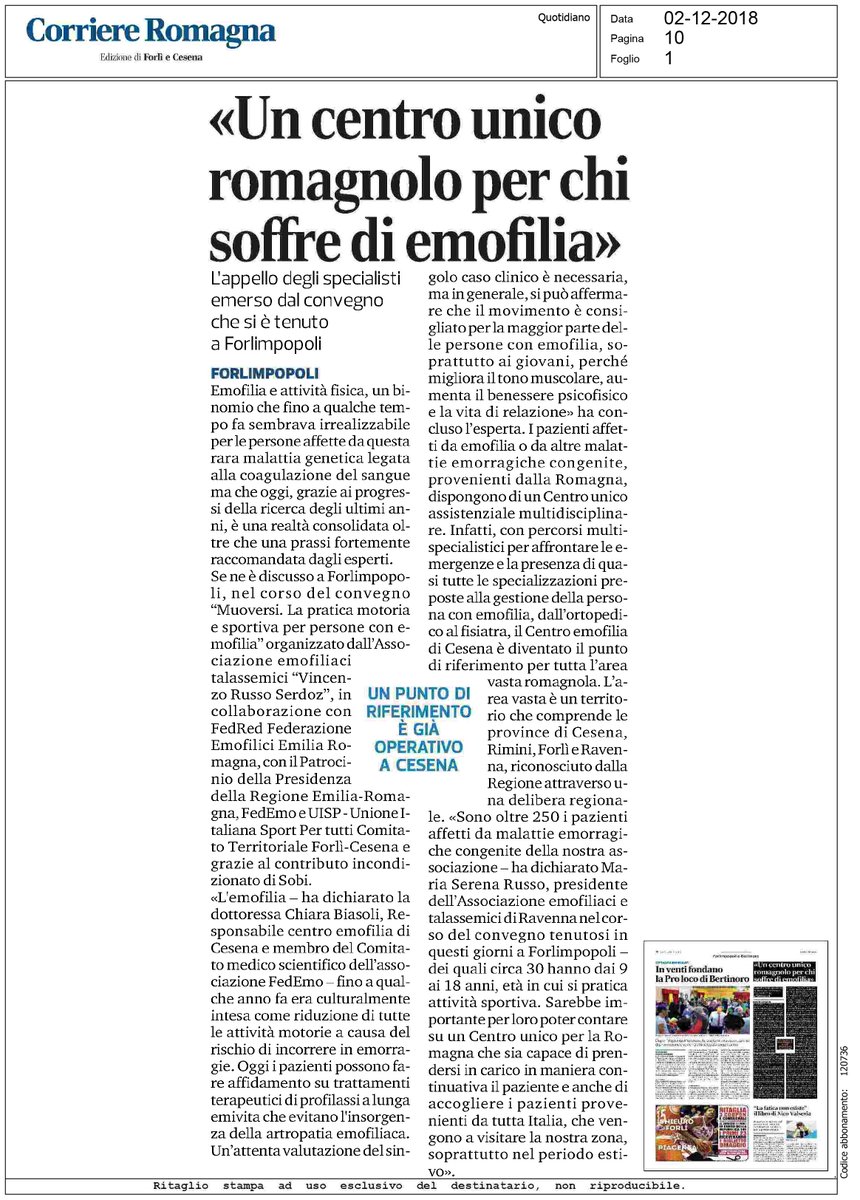 Emoex_tw's tweet photo. Un Centro unico romagnolo per gli emofilici, ecco l'appello degli  specialisti emerso durante il convengo "Muoversi, la pratica motoria e  sportiva per persone con emofilia"! @uispertutti @RegioneER @OssMalattieRare @Sobi_Italia @FedEmo_Giovani #FedRed https://t.co/b70MNUGBYw