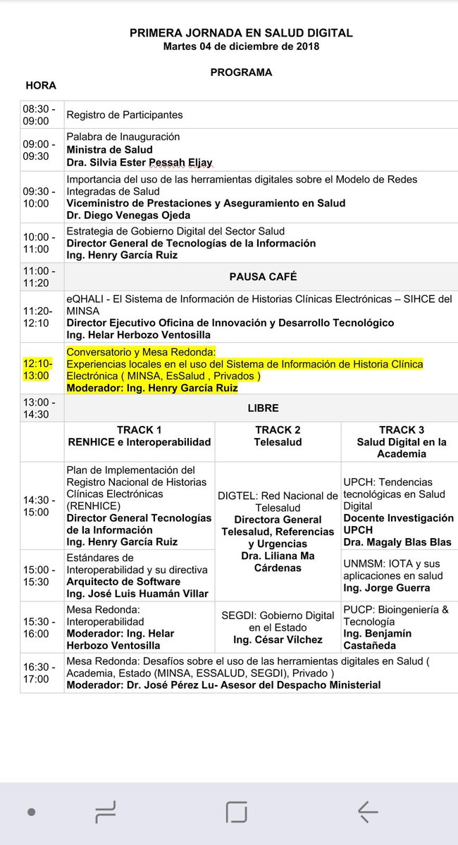 TheSallibuc's tweet photo. Hoy al mediodía estaré participando en el Conversatorio y  Mesa Redonda "Experiencias locales en el uso del Sistema de Información de Historia Clínica Electrónica", en el marco de la Primera Jornada de Salud Digital organizada por el MINSA Perú https://t.co/Qtc0qc7fSB