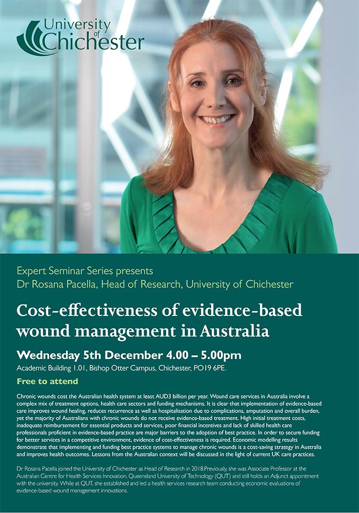 Tomorrow - expert seminar on wound care by Dr <a href="/RosanaPacella/">Rosana Pacella</a> All welcome! 4-5pm in Academic Building 1.01, University of Chichester <a href="/chiuni/">University of Chichester</a>