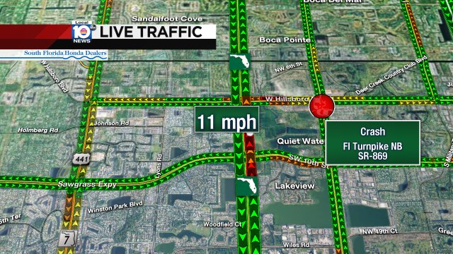 #TRAFFICALERT Crash on Fl Turnpike NB at SR-869. https://t.co/Ljh1ZhZQS9