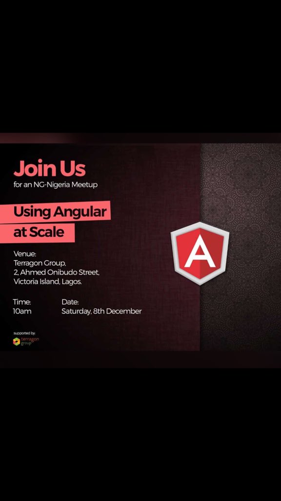olamicheal_'s tweet photo. Plan to attend. @angular meetup in Lagos, Nigeria. cc @ConsonanceClub @TerragonGroup @TerragonEng https://t.co/9WuBrTaaHp
