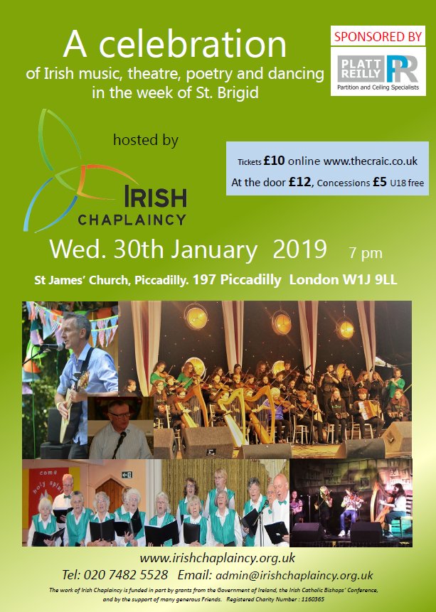 Please support @irishchaplaincy @ICPOprisoners @GRTEquality & @irishseniors with the perfect #xmasgiftideas to enjoy an excellent 30th Jan concert @StJPiccadilly St. James' Piccadilly Tickets £10, - £12 on the night (concessions £5) thecraic.co.uk/product/irish-… Go raibh maith agat.
