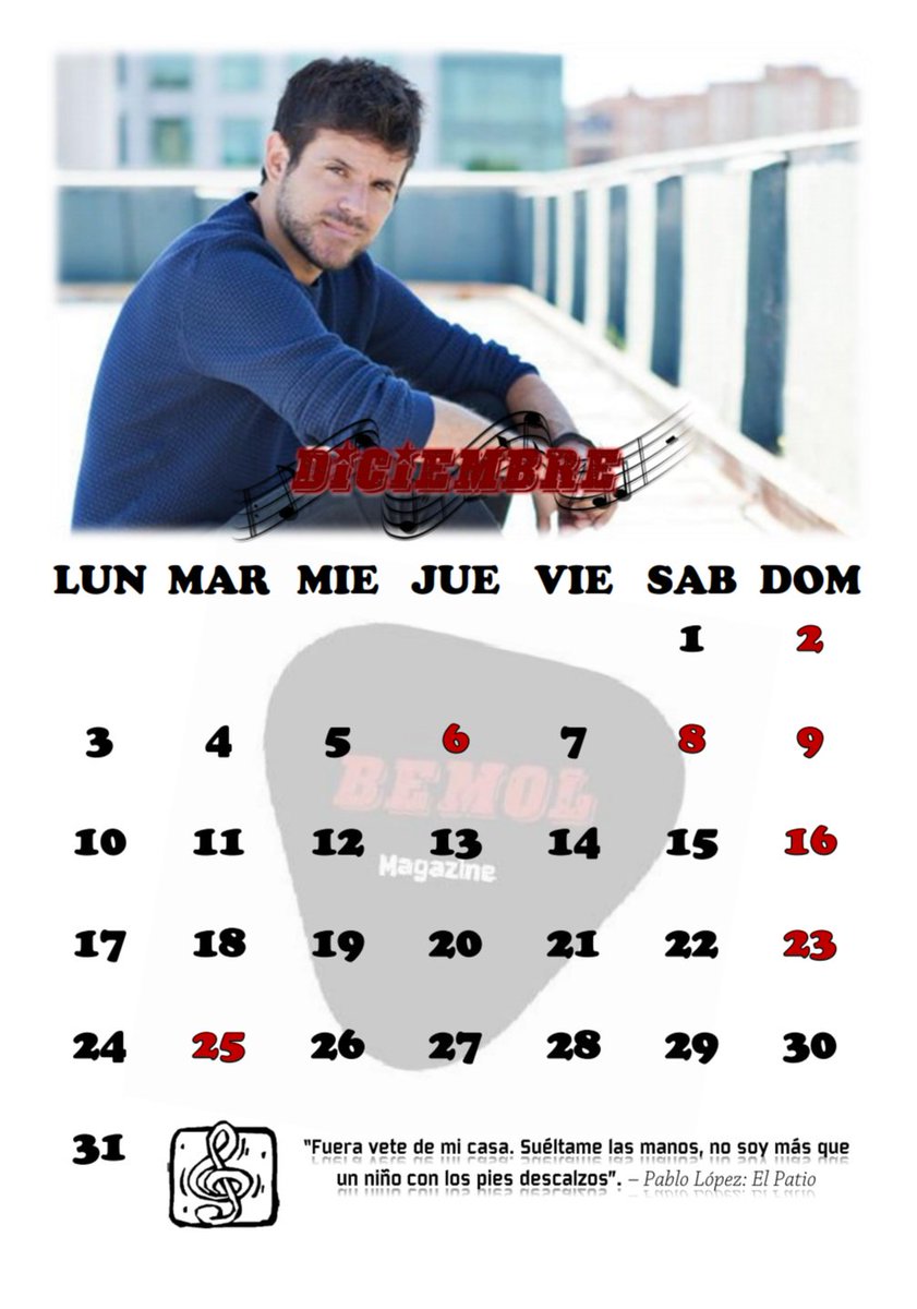 Para terminar 2018, hemos decidido salir a jugar a #ElPatio de <a href="/PabloLopezMusic/">Pablo López</a> porque allí se respira LIBERTAD y MÚSICA en estado puro. Gracias por acompañarnos un año más!! 
#CalendarioBemol2018 #Diciembre #Music #OTDirecto4DIC