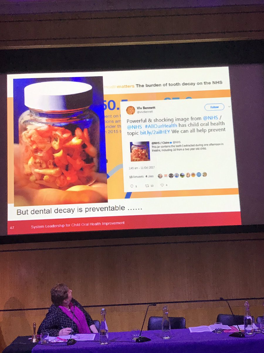 Dr Jenny Godson- oral health ‘the canary in the coal mine’ in alerting us to wider concerns in a child’s life. Shocking image of 16 teeth removed from one 2yr old child  #iHVLeadership18