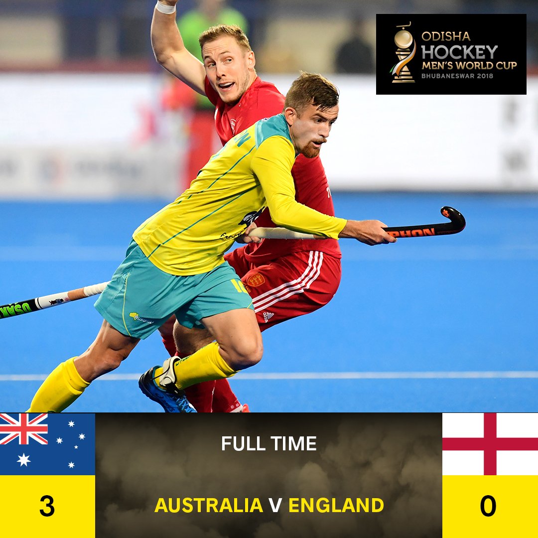 Kookaburras's tweet photo. FULL-TIME | Three final quarter goals from @whetty12 @GoversBlake &amp; Weyer have sealed a big win &amp; our knockout spot!! #HWC2018 #PrideOfTheKookas 🇦🇺3⃣ 🏴󠁧󠁢󠁥󠁮󠁧󠁿0⃣ https://t.co/ZryEI8JawL