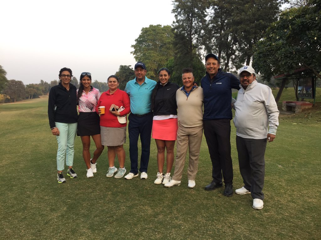 simigolf's tweet photo. Thanks #ITCGOLFRESORT Haryana for keeping the golf course in great shape and the courtesy extended to us. 
@Arjunatwal 
@26simar26 
@TrippyNeha 
Mehar Atwal and @seemasobti 
Gaurav Ghosh and Govind Atwal https://t.co/OtIPXRSH0K