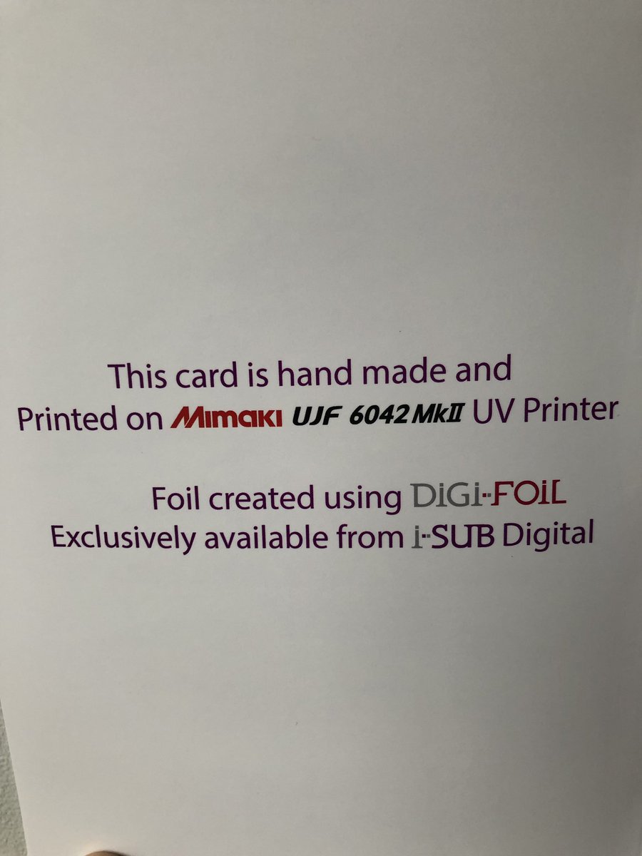 isubdigital's tweet photo. We decided to practice what we preach this year, made our own Xmas cards from scratch!
Printed on our demonstration @MimakiEurope UJF 6042 MKII UV printer with CMYK &amp; Spot Varnish then applied our exclusive Digital-Foil to make it bling!
Merry Xmas everyone. https://t.co/75lTHY8Hm3