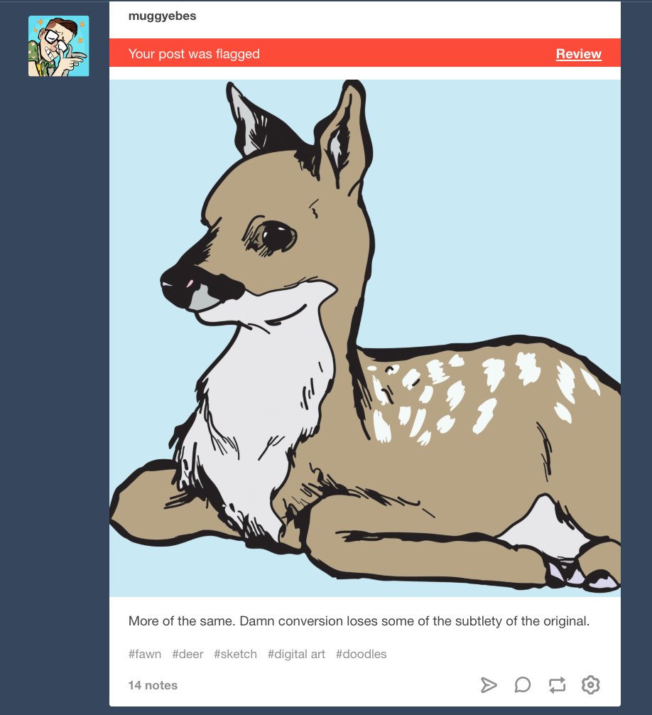 Going through my whole Tumblr (yikes) to see what was flagged and here are the choicest, most confusing picks